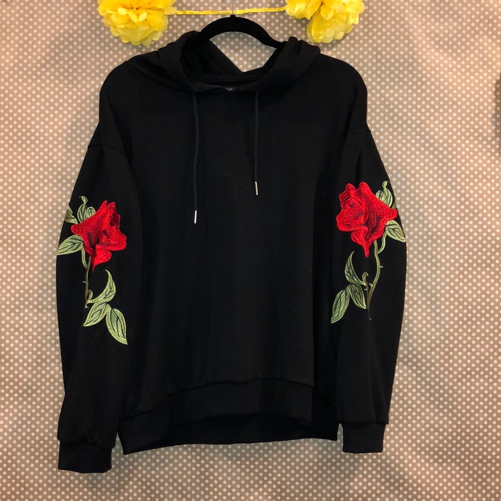 Angel Kiss borded roses hoodie